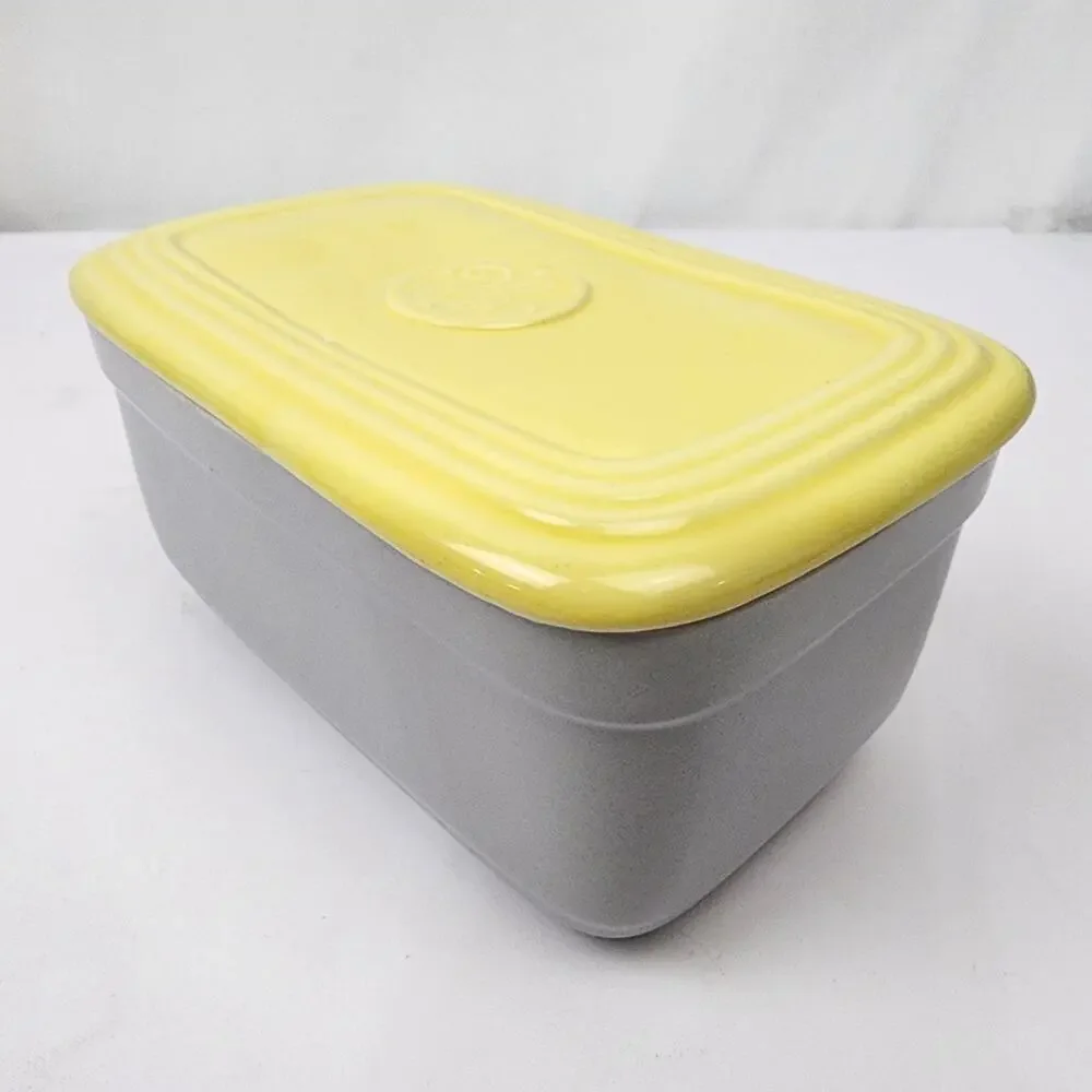 General Electric Refrigerator Covered Dish by Hall China Ohio Gray & Yellow